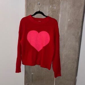 a new day Red Sweater with Pink Heart